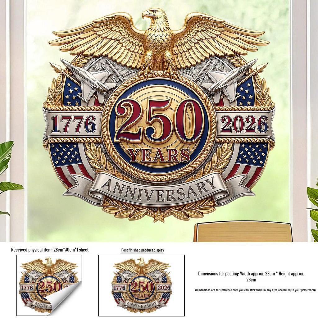 Adesivo Decorativo Eletrostático para Janela Águia-careca 250º Aniversário Dia da Independência
