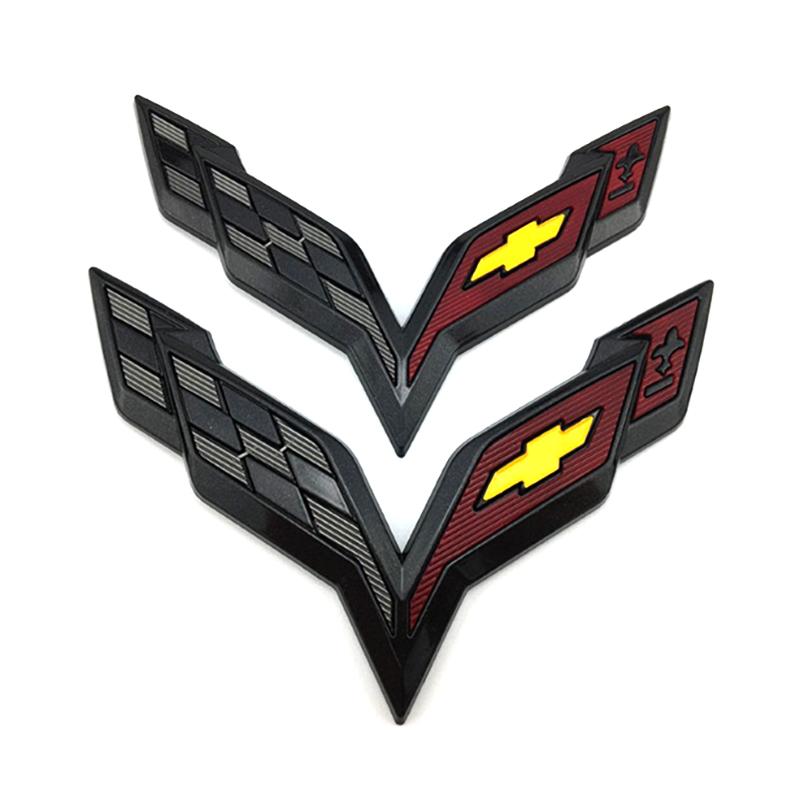 3D ABS Car Emblem For Chevrolet Corvette C5 C6 C7 C8 Rear Trunk Front Hood Sticker Replacement Badge Exterior Decoration