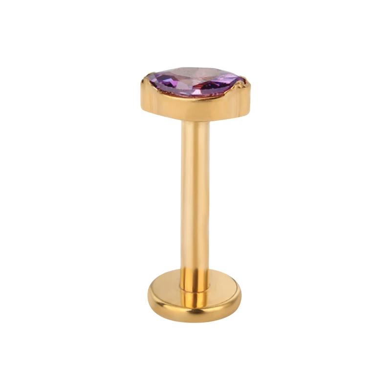 ASTM F136 Titanium Marquise Crystal Labret ear Stud CZ Paved Cartilage Tragus PIERC Earrings Lip Ring Stud Helix Piercing Jewelr