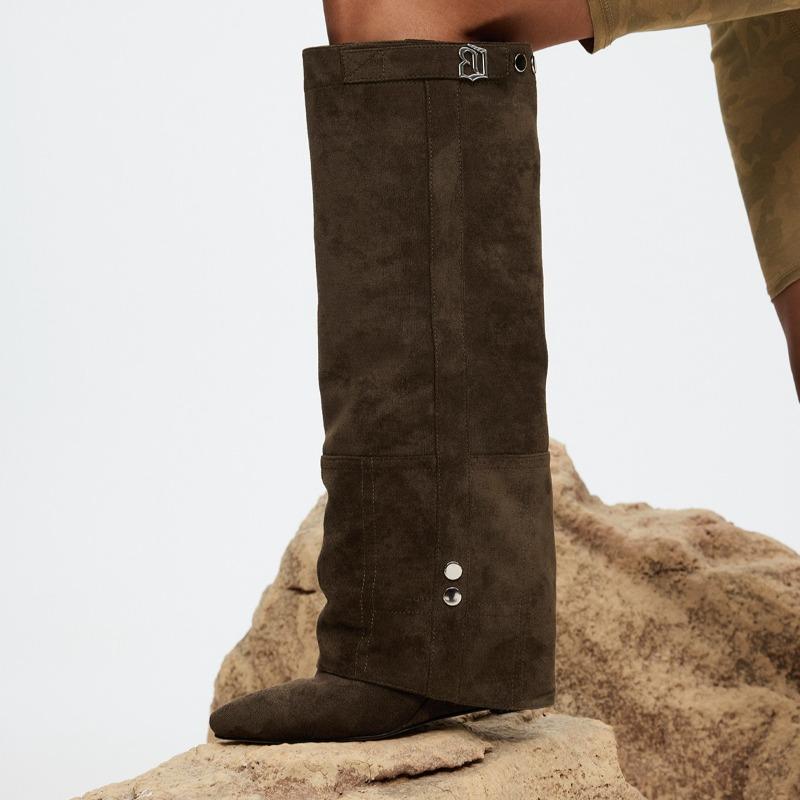 Women Boots Elegant Comfortable Shoes Women 2026 New Fashion Frosted Mid-calf Boots Women Low Heel Plus Velvet Knight Boots