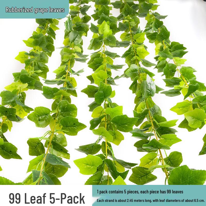 Rattan Air Conditioning Pipe Cover with Artificial Green Vines and Leaves