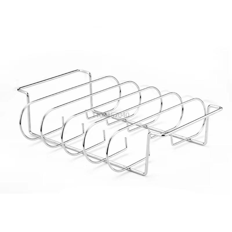 Extra Long Non-Stick Stainless Steel Rib Rack for Smoking and Grilling Holds Up To 4 Full Racks BBQ Accessory For Gas Grill