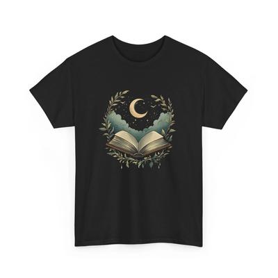 Buch T-Shirt | Lustiges Lese-Shirt | Mystisches Buch Boho Mond Blatt Shirt