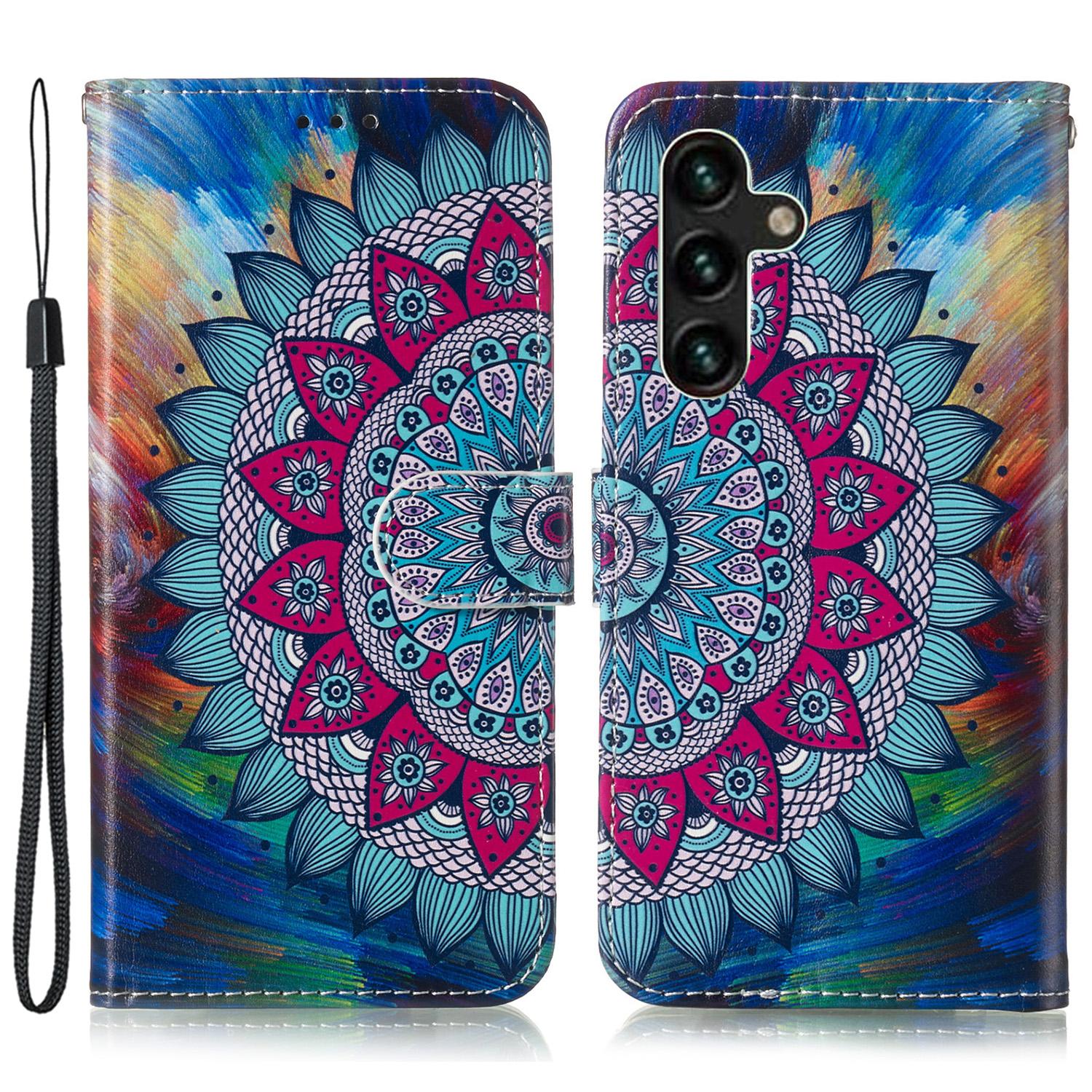 

Для Samsung Galaxy S24 FE Чехол-кошелек Кожаный с принтом Чехол для телефона Mandala Flower