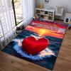Heart and Sunset with Inspirational Quote. Non-slip rug suitable for living room and bedroom sofas.