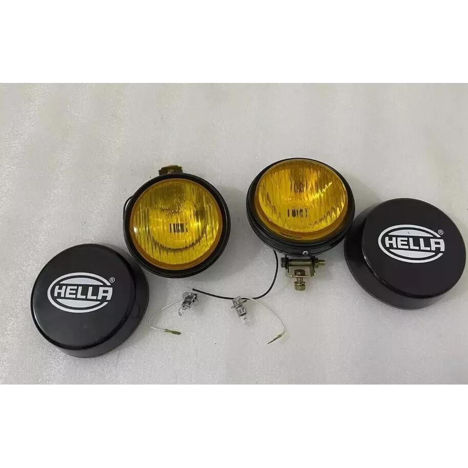 Pair Hella Yellow Fog Lamp With Cover With Bulb H3 Halogen Bulb Universal K585