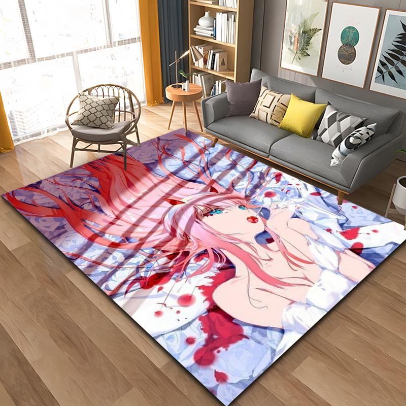 Anime Zero-Two DARLING In The FRANXX Area Rug,Carpet Rug for Living Room Bedroom Sofa Doormat Decoration, Kid Non-slip Floor Mat