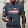 Men's Fashion Casual Short Sleeve Round Neck Independence Day Flag T-Shirt Top