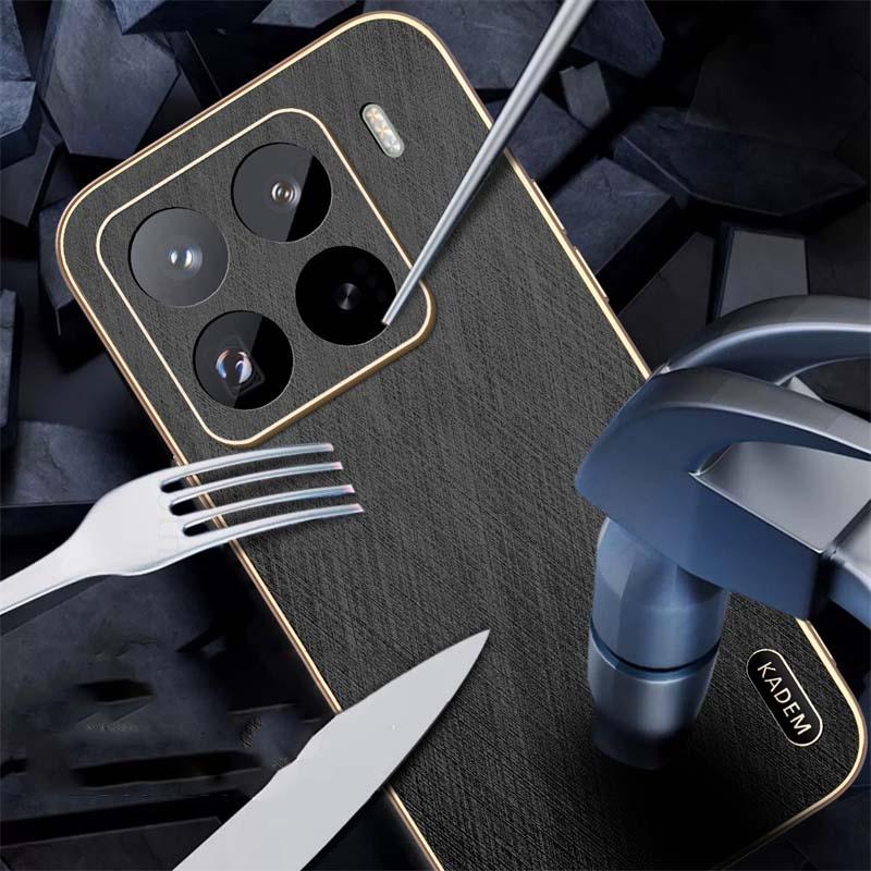 Gold Silk Texture Leather Plating Case For Xiaomi 15 Ultra Ultra Thin Tough Electroplated Cover For Mi 14T 13T Pro 14 Ultra 12 X