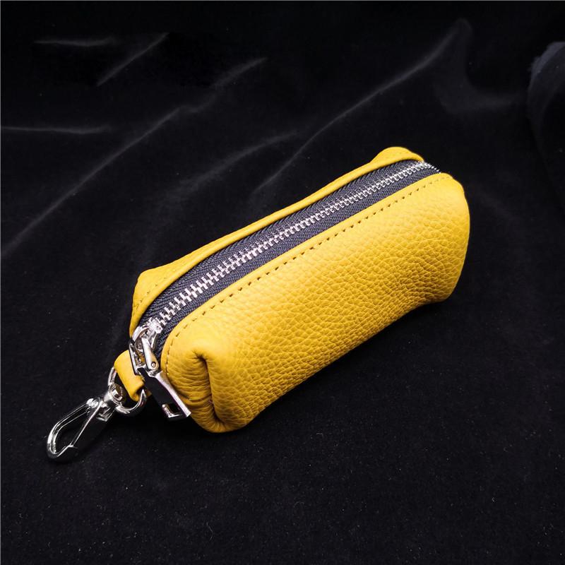 Genuine Leather Key Bag Men Women Car Key Case Cover Housekeepers Zip Keys Organizer Pouch Keychain Mini Coin Purse Key Wallet