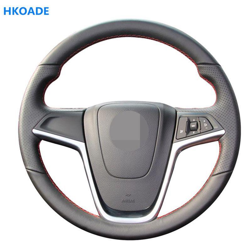 Husa volan auto din piele artificială moale, neagră, neagră, pentru Opel Insignia 2008-2013 Astra (J) Cascada Mokka