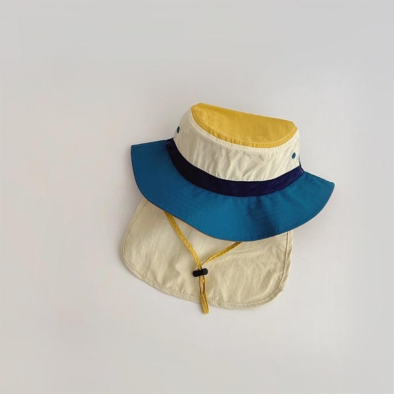 Toddlers Bucket Hat with Neck Flap Quick Drying Outdoor Hot Day Spring Foldable Fisherman Hat Sunproof for Children