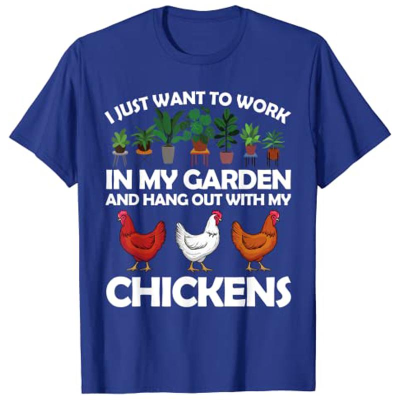 Funny Chicken for Unisex Women Gardening Chicken Lovers Garden TShirt Womens Fashion Farmer Graphic Clothing Short Sleeve Apparel