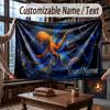 Octopus Sea Life Theme Throw Blanket Custom Name Text Personalized Blanket Soft Cozy Blanket for Home Sofa Bed
