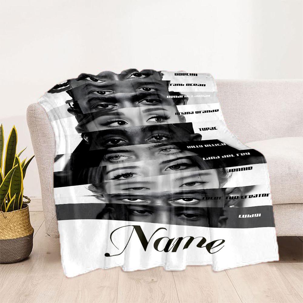 Facial Expressions Diversity Customize Your Name Blanket Multi-purpose Personalized Blanket Warmthful Decor for Picnics Bedding Sofa Chair