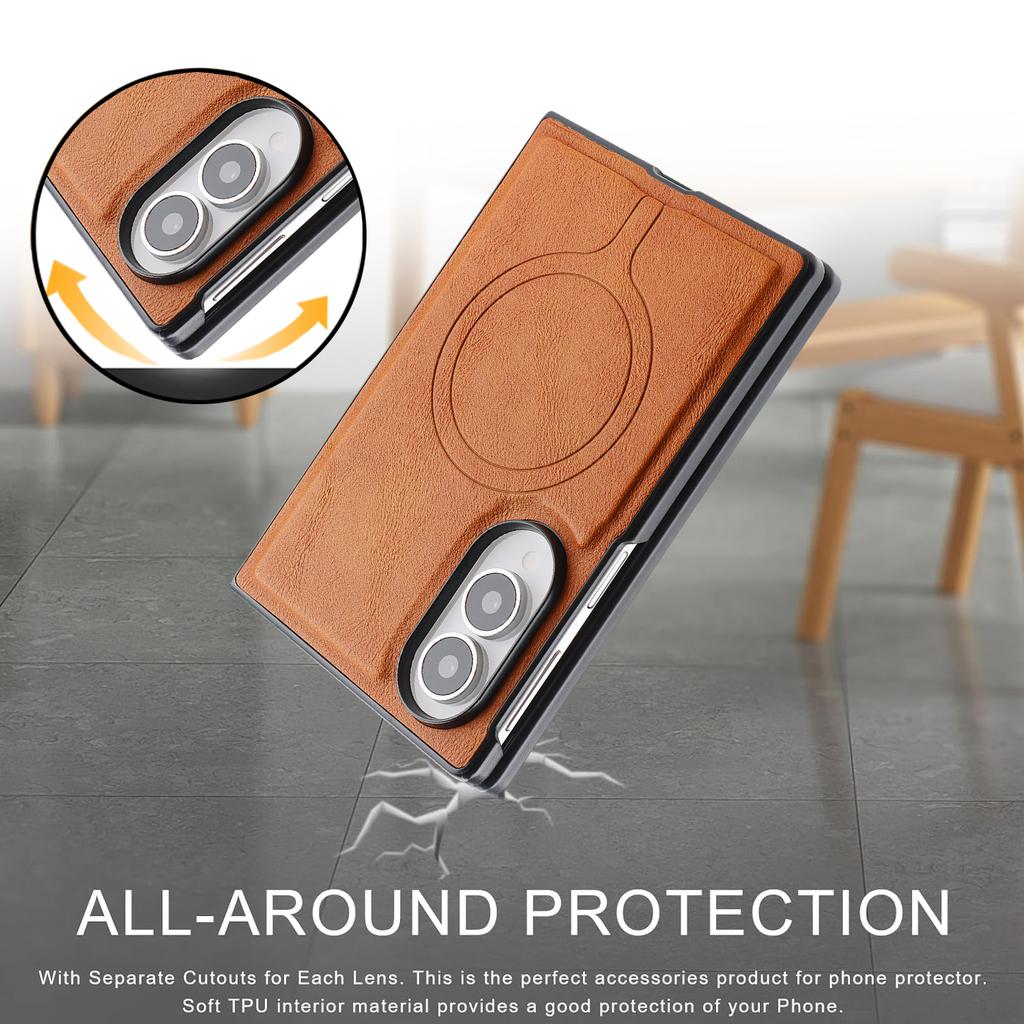Custodia magnetica in pelle di lusso per telefono Business per Samsung Z Fold 8 Ampia Antiurto Impugnatura confortevole per Magsafe Custodia sottile