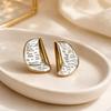 European Simple Fan-Shaped Enamel Drop Earrings - Stainless Steel Light Luxury Design