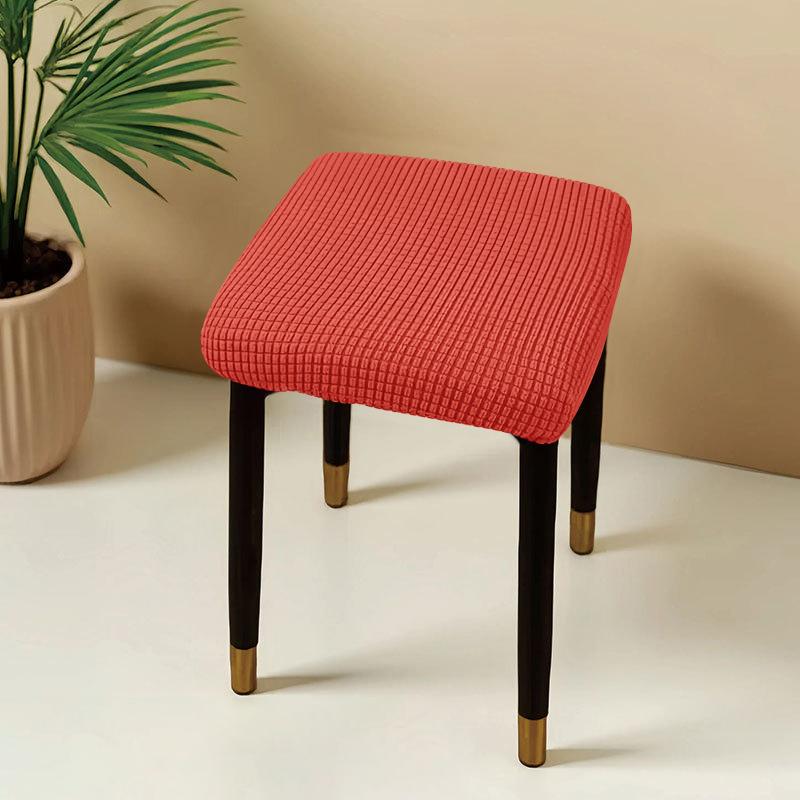Jacquard Square Stool Covers Elastic Dust-proof and Anti-slip Stretch Chair Cover Solid Color Geometric Pattern Seat Cover