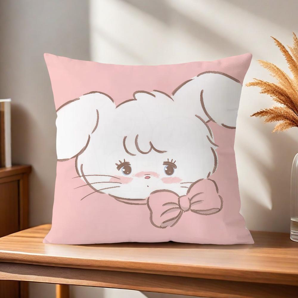 Comfortable cat soft cute m-miku Pillow Case cartoon for Sofa Living Room art Home office flower Decor Protective Covers