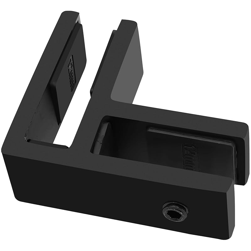 Railing Glass to Glass Clamp, 4 Pack Black Stainless Steel 304 Bracket for Glass, Double Sided Railing Glass Clip Holder with Rubber Gaskets for