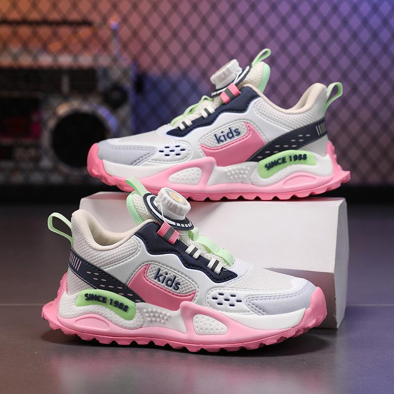 2025 Summer and Autumn New Boys Rotating Button Classmates Sports Shoes Comfortable and Lightweight Girls Running Shoes Trendy Brand