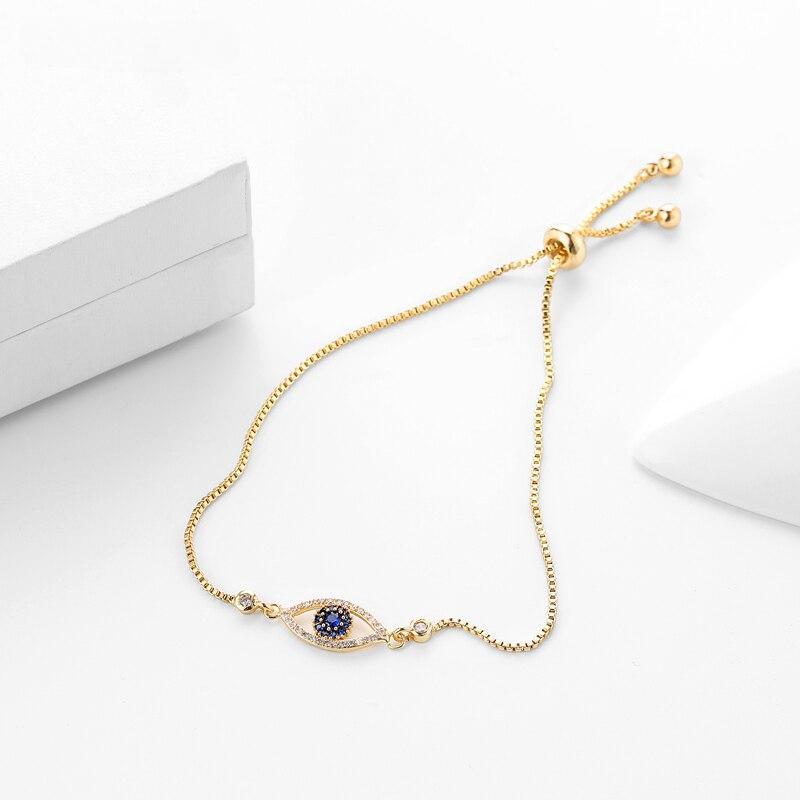 Stylish For Women Fashionable Blue Cubic Zircon Eye Open Adjustable Bracelets Charm Box Chain Bracelets Gathering Party Event JewelryFashion Charm