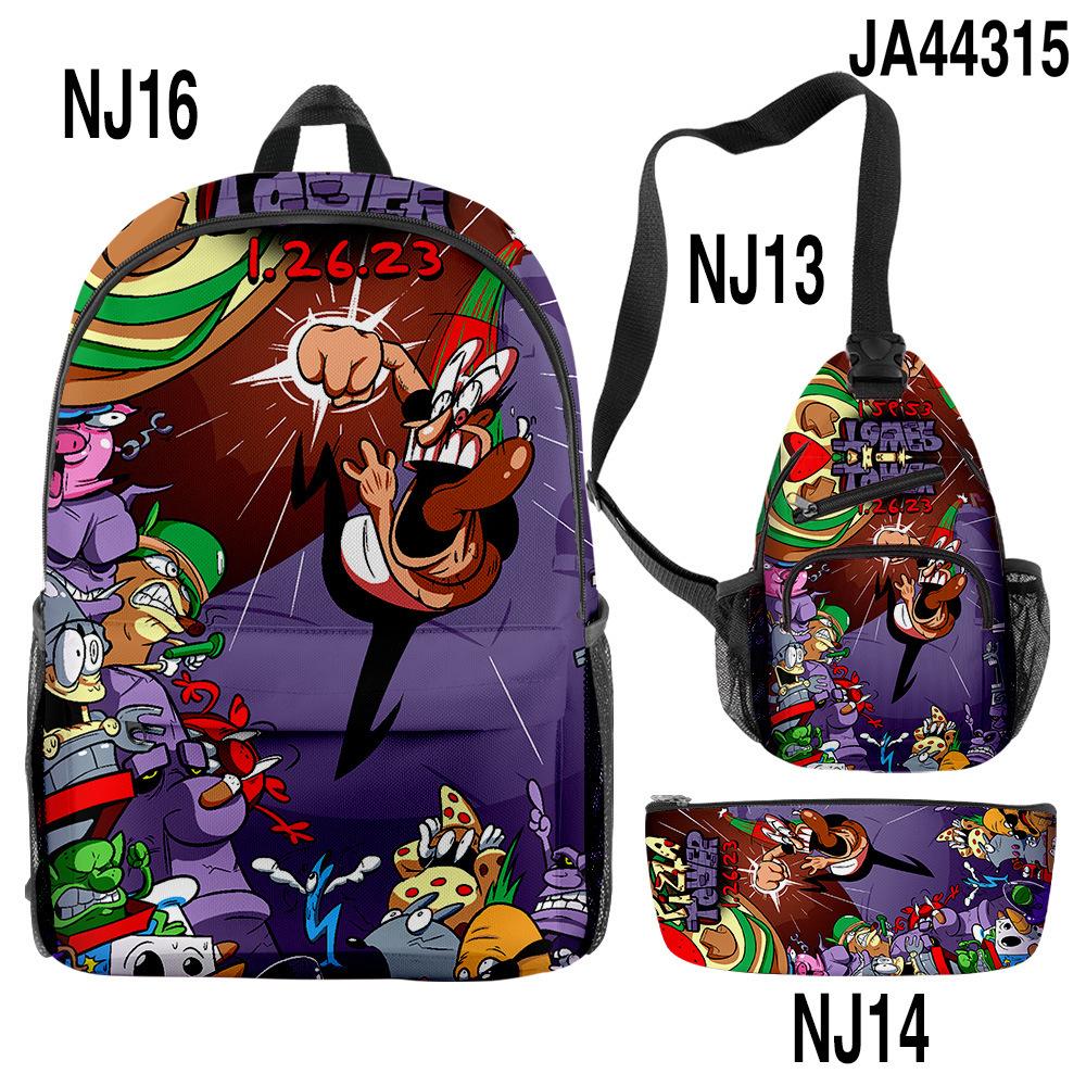 Klassiek Nieuwigheid Cool Pizza Toren Pepperman 3D Print 3 stuks/Set leerling Schooltassen Reis Laptop Rugzak Borsttas Etui