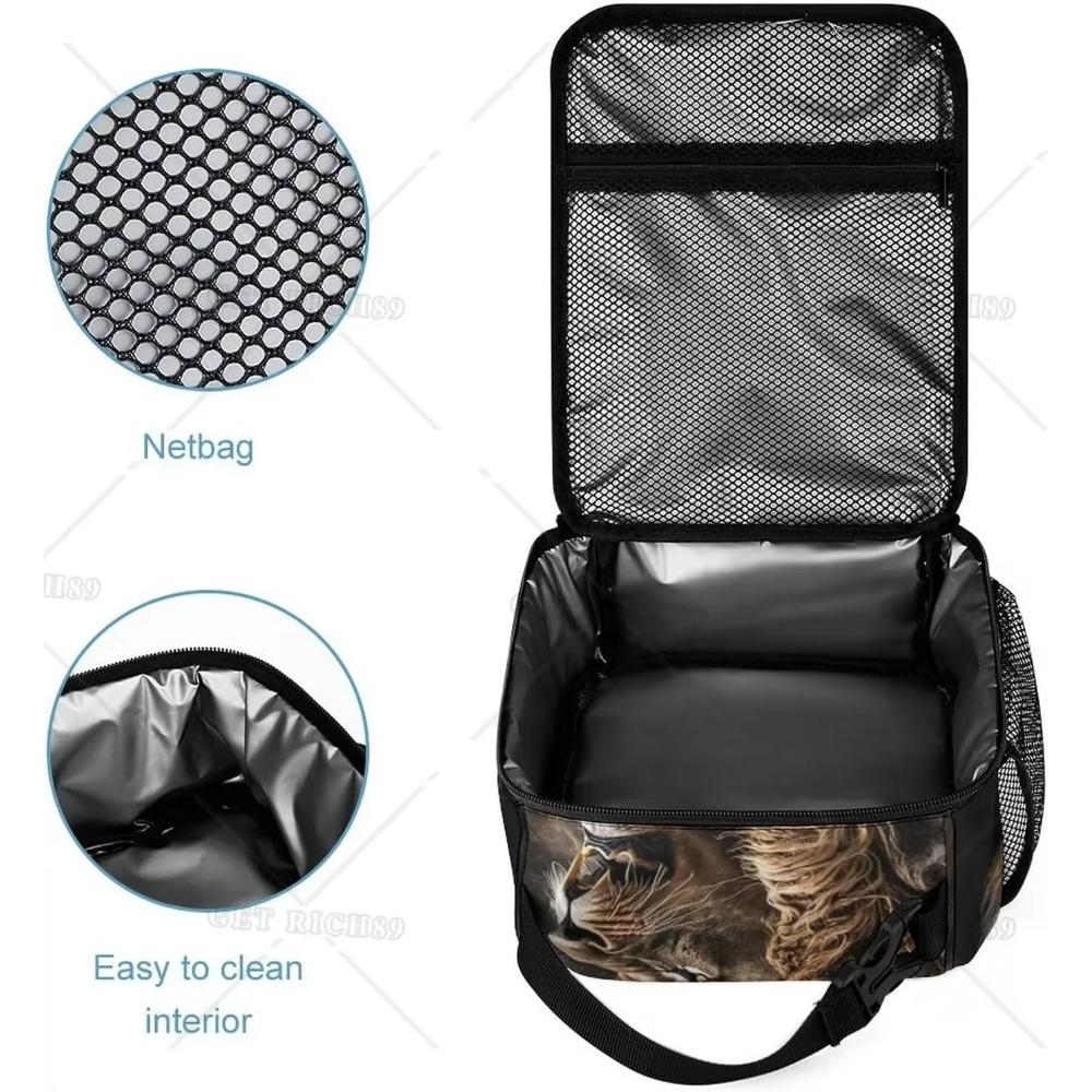 Animal Lion Cooler Insulated Lunch Bag for Women Men Adults Portable Reusable Laige Capacity Cool Bag Lunch Box for Work