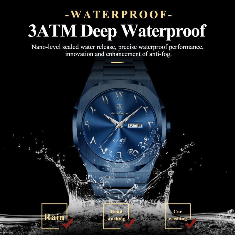 POEDAGAR Elegant Woman Clock Date Week Waterproof Casual Ladies Wristwatch Quartz Stainless Steel Fashion Watches