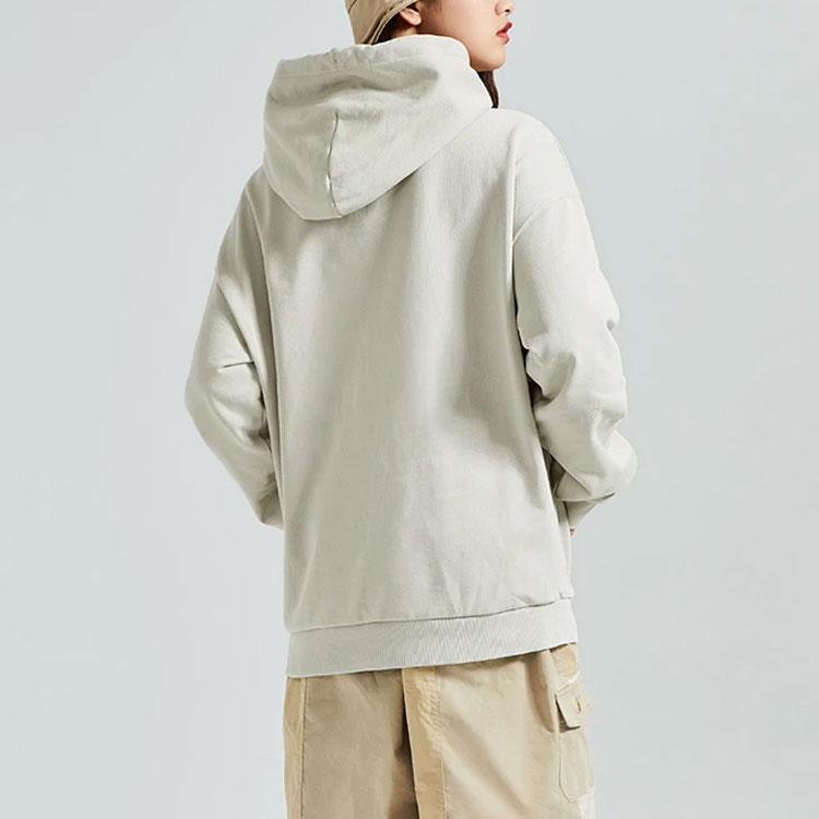 Li Ning Sports Fashion Series Embroidered Loose Pullover Hoodie Unisex hoodies Off-White AWDT583-2