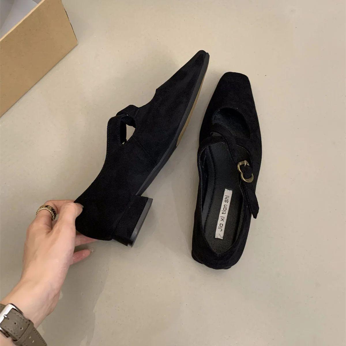 

Танцевальная обувь 2024 Ретро Комфорт Балетки Женская Повседневная На каждый день Низкий каблук Ремешок с пряжкой Мэри Джейн Женские туфли-лодочки Zapatos De Mujer 39 чёрный