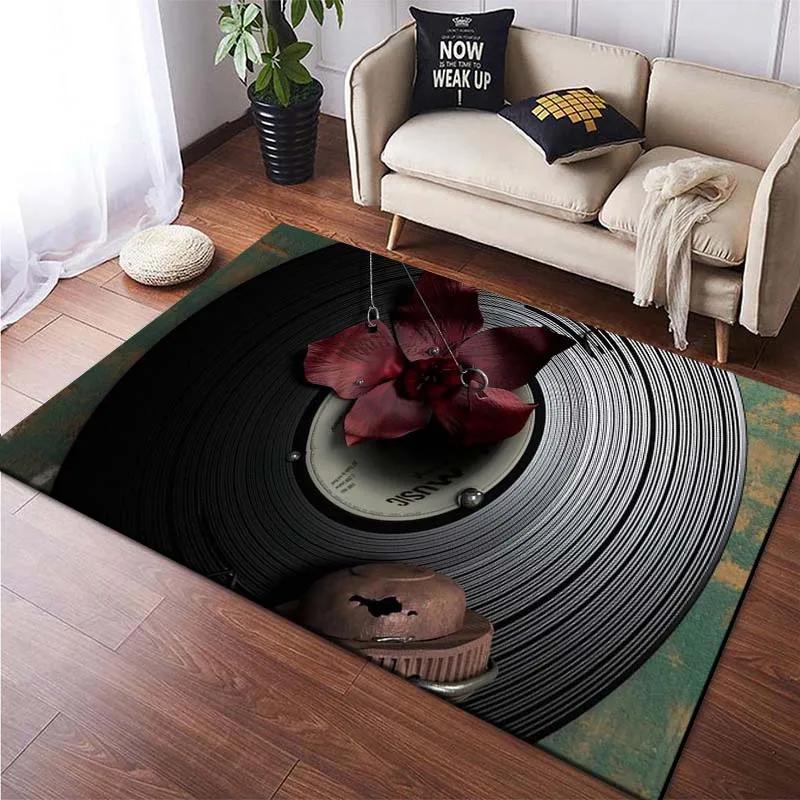 Record CD Creative Carpets Vinyl Record Collection Living Room Decor Area Rugs Music Theme Floor Mat for Bedroom Gamer Room Dorm