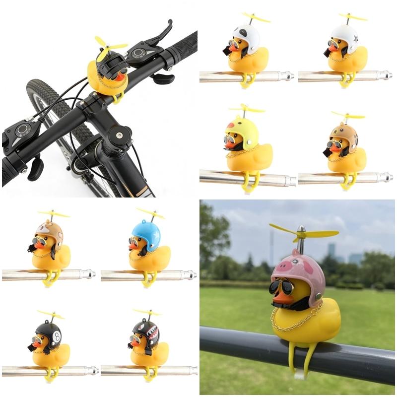 Creative Duck Bicycle Bell Ornaments Cycing Accessories Yellow Helmet Ducks Bicycle Ring Bell Mtb Road Bike Horns