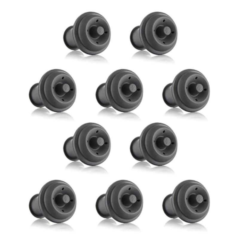 10Pcs Wine & Beverage Bottle Stoppers Silicone Sealed Wine Saver Preserver Reusable Wine Corks Plug for Gift Bar Party