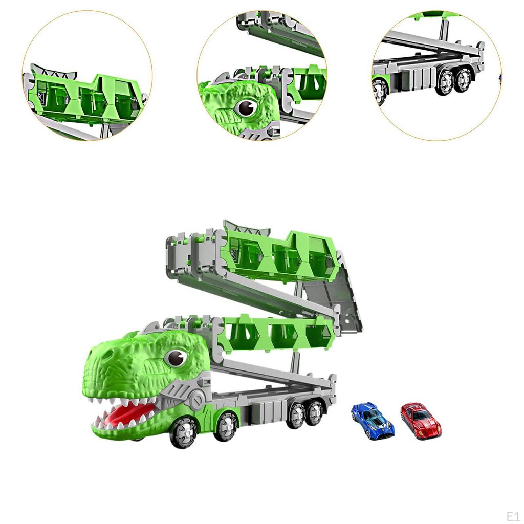 Dinosaur Track Transporter Set, Truck Car Toy, Novel Folding Ejection for
