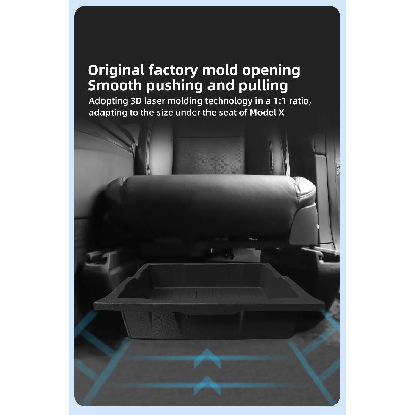For Tesla Model X Under Seat Storage Box Car Interior Accessories Drawer Type Storage Organizer Lower Box Case 2023-2025