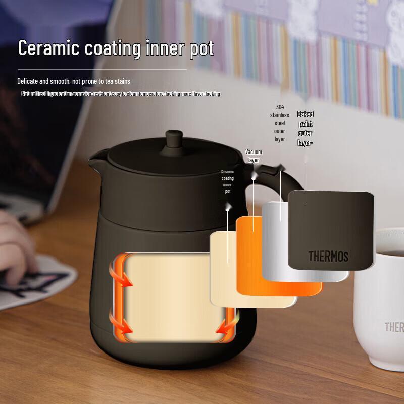 Thermos TCHC-850C Ceramic Lined Insulated Pot with Tea Infuser, 850mL