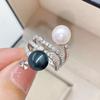 8mm Natural Nearround Pearls Fashion Ring DIY Real 925 Sterling Silver Holder Fine Wedding Jewelry For Women