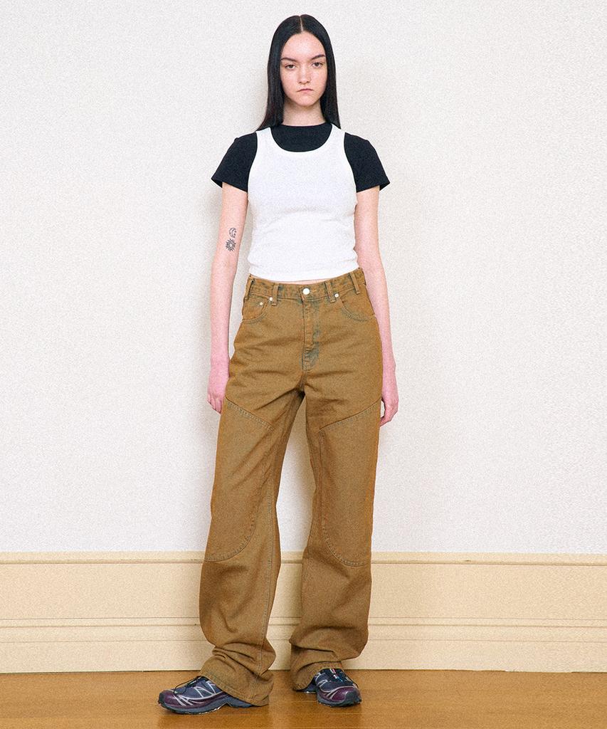 Partimento Woman Double Knee Jeans_Washed Beige