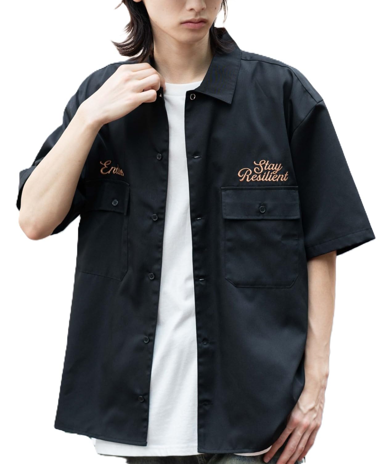 

WEGO Short Sleeve Embroidered Twill Work Summer Size M Men s Shirt, Logo, Shirt, Top, Black, чёрный