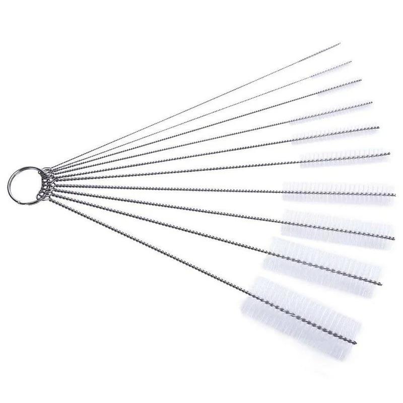 10pcs/set  Multifunctional Portable Stainless Steel Household Bottle Brushes Cleaner Glass Washing Tube Cleaning Brush Set