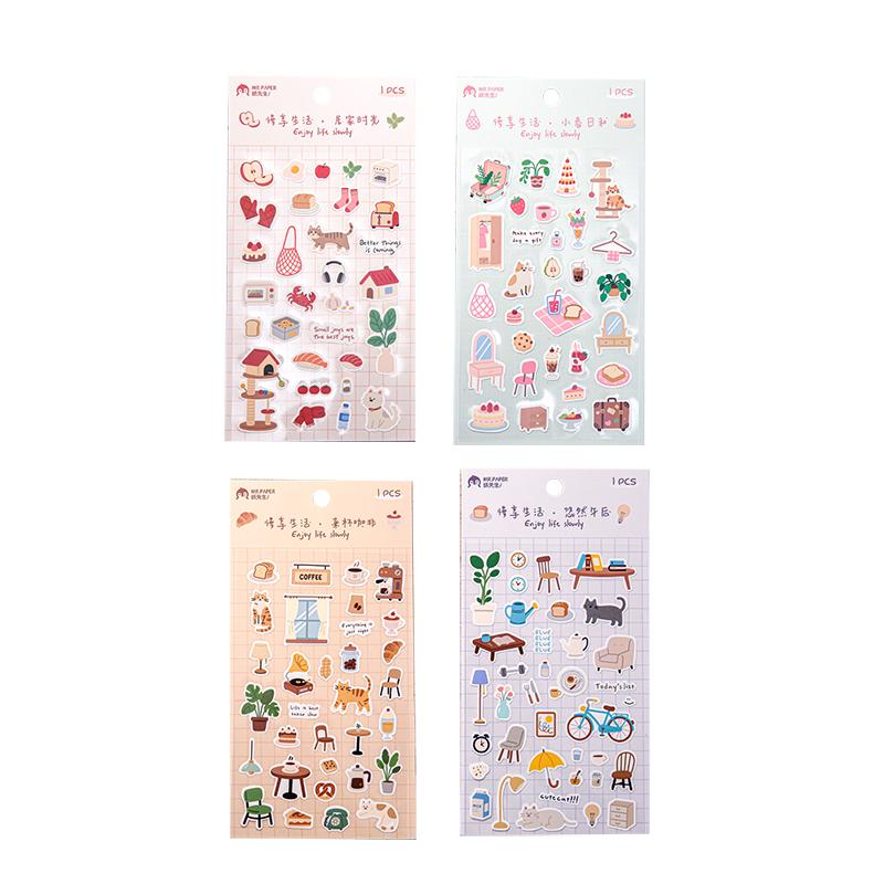 JIAMEI Slow Life Series Kawaii Ins Cartoon Small Pattern Die Cutting Stickers DIY Diary Scrapbook Aesthetic Stationery Stickers