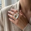 Metal Enamel Calla Flower Ring Adjustable Vintage Ring Personality Geometric Open Ring  Women
