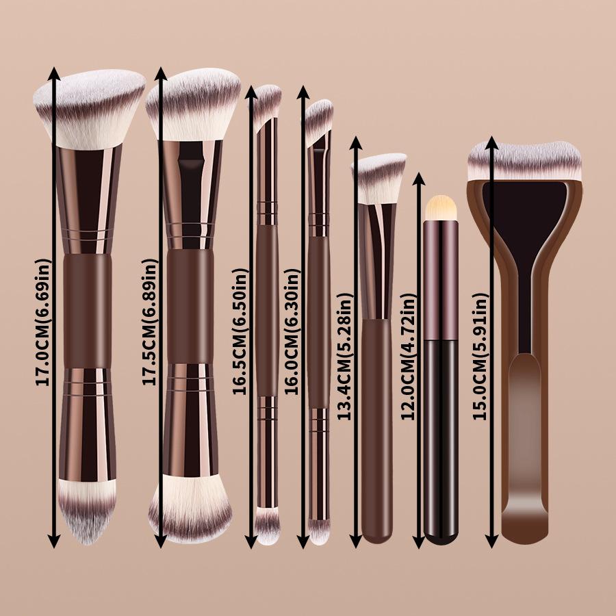 7 Double-head Makeup Brushes, A Complete Set of Foundation Brushes, Blush Loose Powder Brushes, and A Complete Set of Beauty Tools.