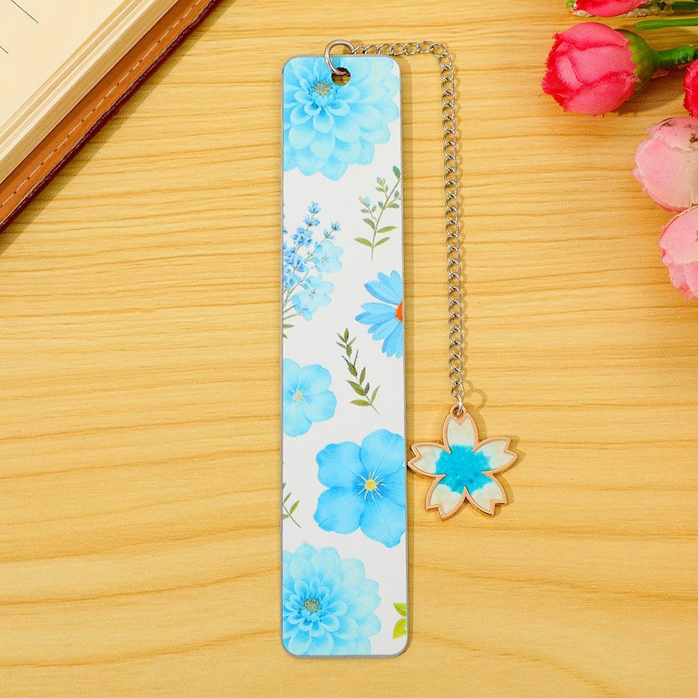

Watercolor Design Flower Pendant Bookmarks Vintage Book Page Holders Girls Reading Gifts Office синий