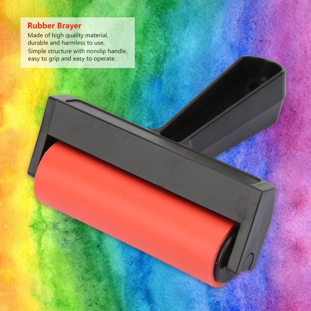 Red Oil Paint Ink Applicator Solid Printmaking Rolling Tool Oil Painting Ink Spreading 10cm