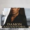 Damon Salvatore The Vampire Diaries Blanket Fleece Decoration Ian Somerhalder Portable Warm Throw Blankets for Couch Rug Piece