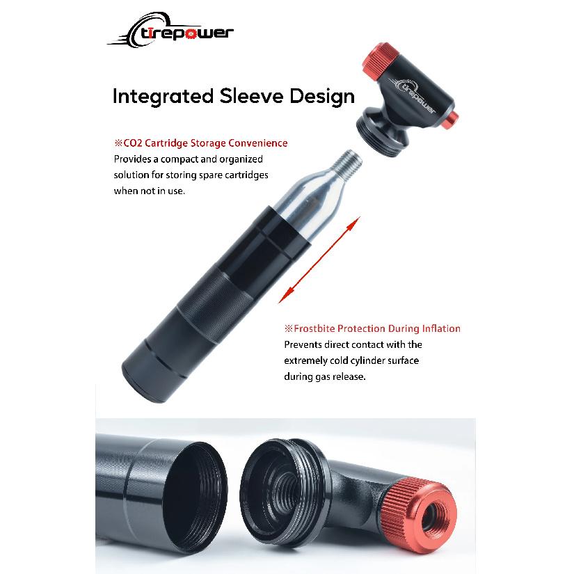 CO2 Inflator with Cartridge Storage Canister Quick Easy Safe for Presta Schrader Bicycle Tire Pump for Road and Mountain Bikes