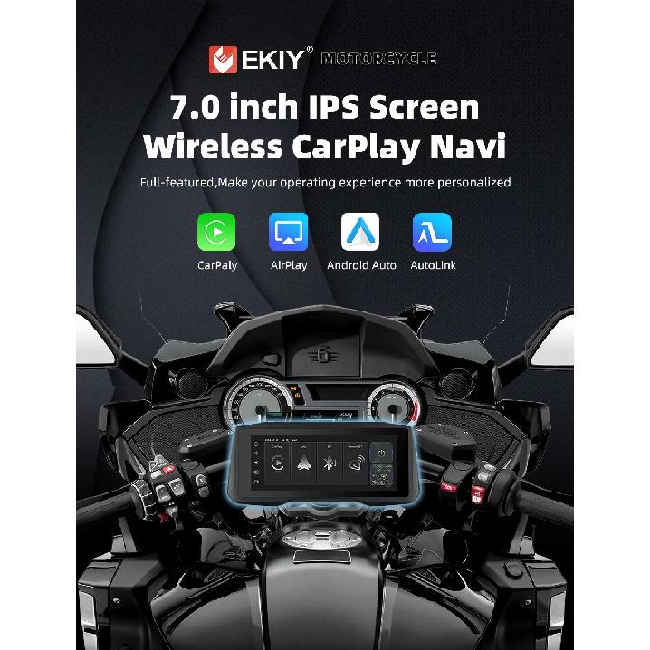 EKIY 7 inch Wireless CarPlay Moto Android Auto Portable Digital Motorcycle Dashboard GPS Navigation Display Screen Monitor TPMS