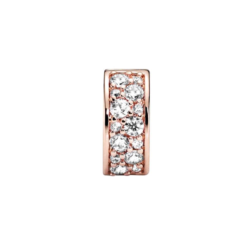 Pandora Sparkling Elegant Silicone Clip Cubic Zirconia Necklace/Pendant Women's Rose Gold 781817CZ
